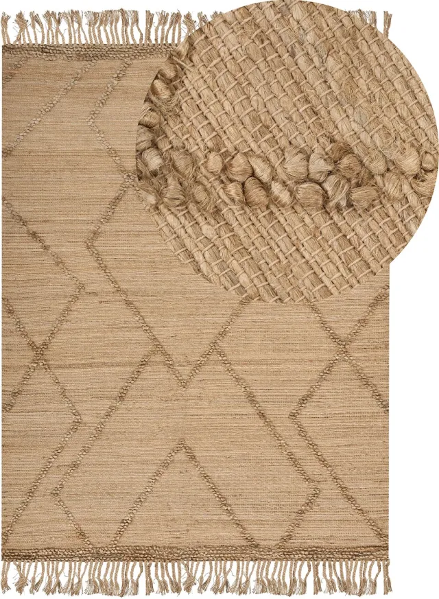 Beliani HANDERE - Vloerkleed - Beige - 200 x 300 cm - Jute