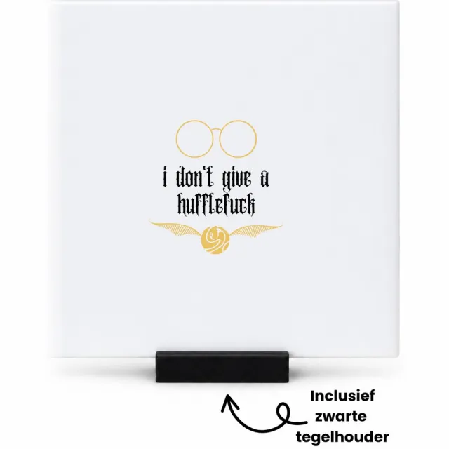 Hacebo I don't give a hufflefuck tegeltje met tegelhouder - Quotes - het boeit mij niet - tegeltjes met tekst - grappige tekst - quotes - verjaardagscadeau - verjaardag - cadeau - kado - geschenk - gift - spreuktegels - 10.8x10.8 CM Wit