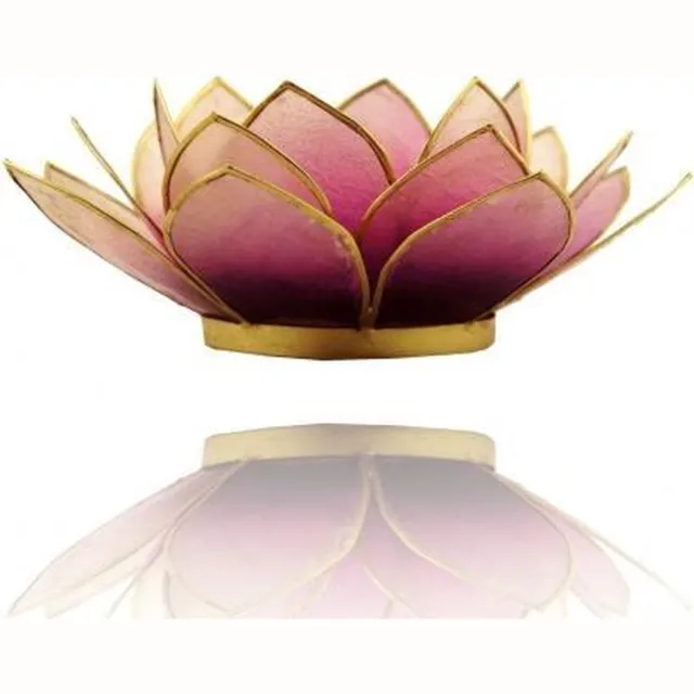 Yogi & Yogini Meditation Yogi & Yogini naturals Lotus sfeerlicht violet goudrand (Ø 13.5 cm) Meerkleurig