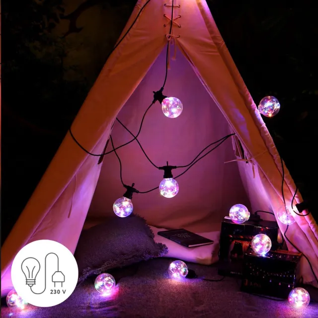 J-Pro JPro 20 Color LED Lichtsnoer Buiten op Netstroom 20 meter Tuinverlichting Multicolor - Buiten Lichtslinger Waterdicht en Energiezuinig - 20 LED Lampen Tuin Verlichting Met Stekker - 20+1,5m
