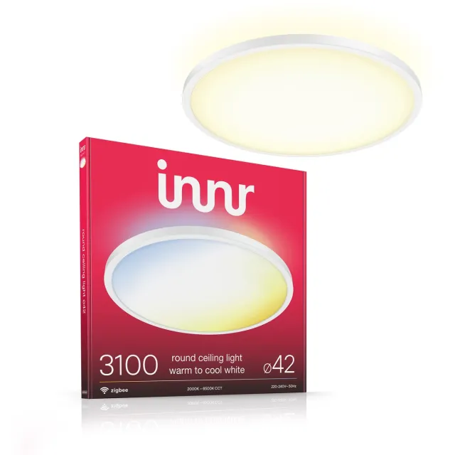 innr Smart Plafondlamp - 42cm - Zigbee - geschikt voor Philips Hue - LED plafonniere warmwit tot koelwit licht - slimme lamp - dimbaar - 3100 Lumen Warm tot koel wit