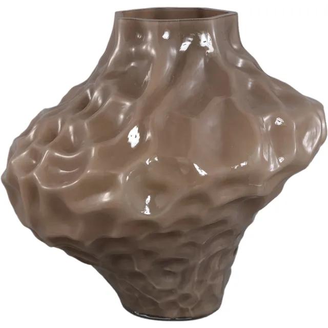 PTMD Moises Taupe Irregular Dented Glass Vase