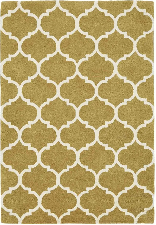 Eazy Living Easy Living - Albany-Ogee-Ochre Vloerkleed - 200x290 - Rechthoek - Laagpolig Tapijt - Klassiek - Geel, Wit