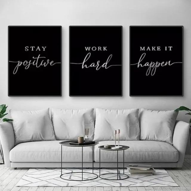 Unyqoos Inspirerende set van drie zwart-witte canvas posters voor moderne wanddecoratie
