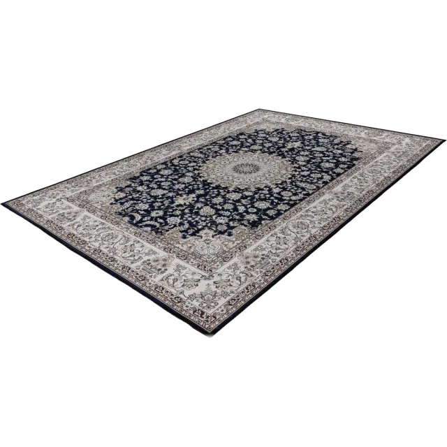 Lalee Dunya klassieke vloerkleed digitaal geprint karpet perziche motief laagpolige tapijt antislip rug wasbaar 240x330 cm blauw