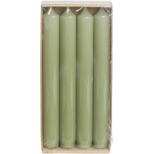 Rustik Lys Hoogglans - Dinerkaarsen - Eucalyptus - Set van 4 - Ø 2,1 x 19 Centimeter Groen