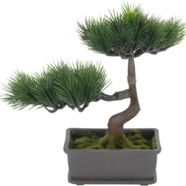 H&S Collection Kunstplant Bonsai boompje in pot - Japans decoratie - 27 x 16 x 24 cm - dennen naalden Donkergroen