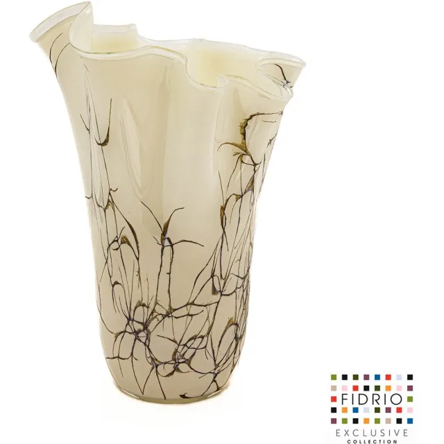 Fidrio Lightening decor - Vaas - Wave - Hoogte 35 cm Wit Goud