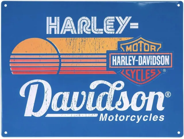 Harley-Davidson Bar & Shield Sunset Tinnen Bord Met Reliëf - 30 x 40 cm Blauw