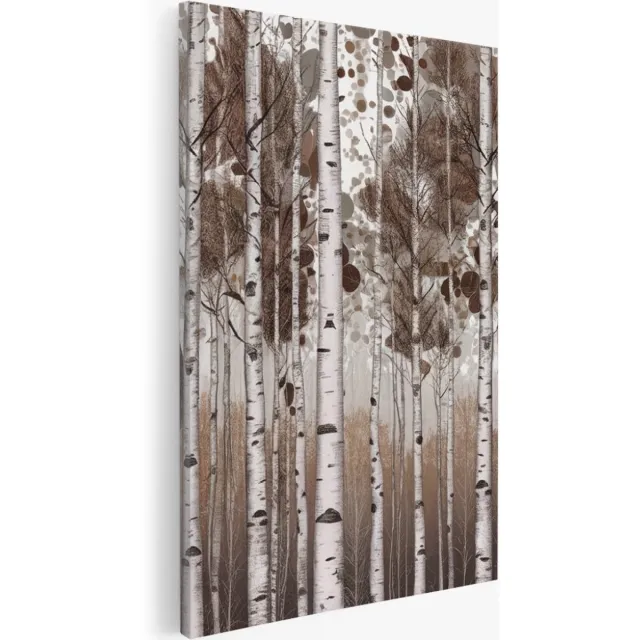 Saammp Canvas Schilderij - Abstracte Bomen - Bruin - Landschap - Natuur - 30x45 - Foto op canvas - Wanddecoratie - Muurdecoratie Woonkamer - Slaapkamer decoratie - Canvas Print Multicolor