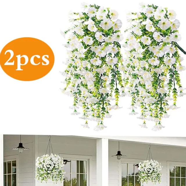 Bwecuy 2 stuks Kunstmatige winde slinger 75 cm - Kunstmatige slingerkrans - Decoratie voor huis, tuin en bruiloft - Hangende kunstbloemen - Wit