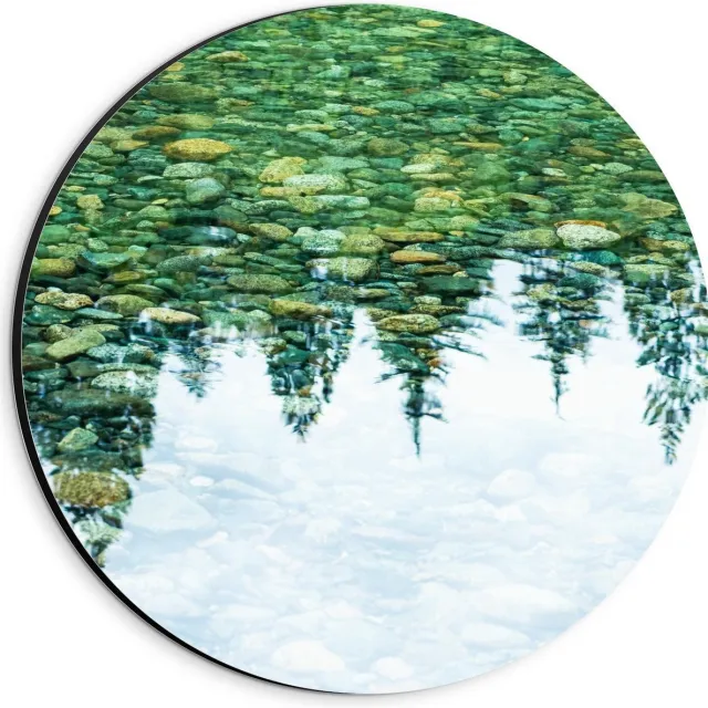 KuijsFotoprint Dibond Wandcirkel - Weerspiegeling van Bomen in Water - 20x20cm Foto op Aluminium Wandcirkel (met ophangsysteem) Blauw