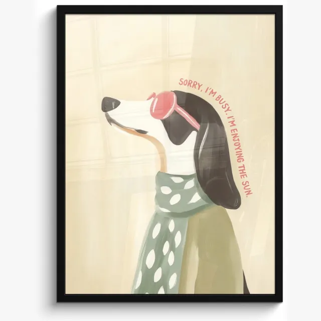 FrameYourWall Poster in lijst - Fotolijst 50x70 cm - Posters - Quote - Hond - Zonnebril - Posterlijst zwart - Decoratie - Wanddecoratie woonkamer - Muurdecoratie slaapkamer Hond - Zonnebril - Tekst
