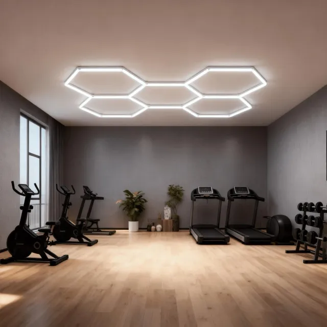 NAIZY LED Hexagon Verlichting 6500K - Energiezuinig - Plafondlampen - Zeshoekige Wandpaneel - DIY Configuratie - Eenvoudige Lamp voor Sportschool, Kelder, Garages, Werkplaats, Kantoor (5 Hex) - NAIZY wit