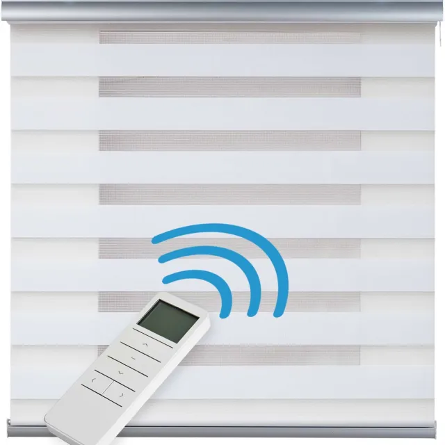 Storesdeco Motorgecontroleerd Duo rolgrodijn motor, afstandsbediening, Wit 200x250cm White Motor