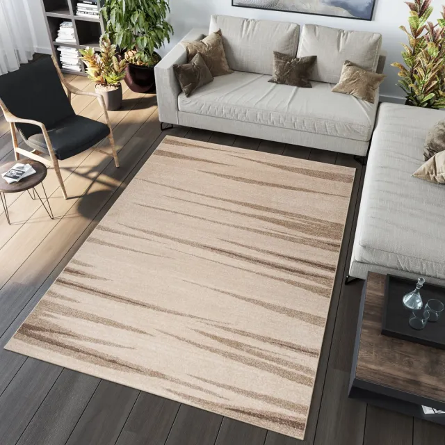Tapiso Sari Vloerkleed Laagpolig Tapijt Binnen Karpet Maat- 120x170 Beige