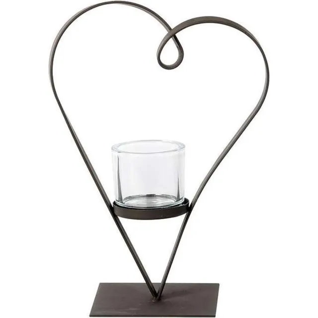 b-home-interieur.be Lantaarn - Decoratief hart van zwart metaal - Kaarshouder - 40 cm Hoog
