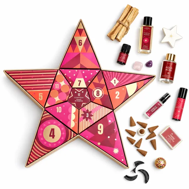 De Sfeerbrenger Carnatia 12 Days of Sparkle Adventskalender – 12 Wellness & Beauty Cadeaus – Parfum, Geurkaars, Diffuser & Aromatherapie – Cadeau voor Haar Rood