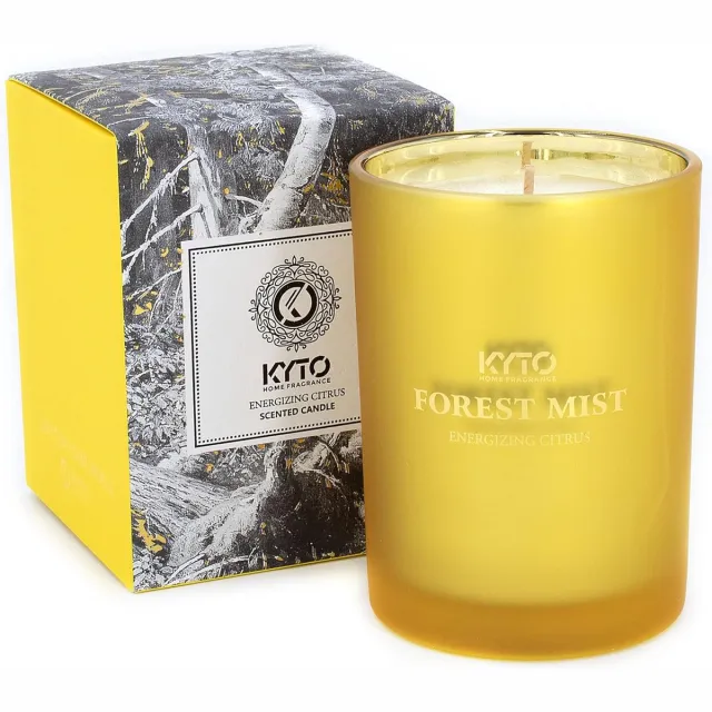 Kyto geurkaars Waldnebel Energizing Citrus citroengeel, 45 uur brandtijd – ontspanning, cadeau en woondecoratie, geur: citrus & sinaasappel