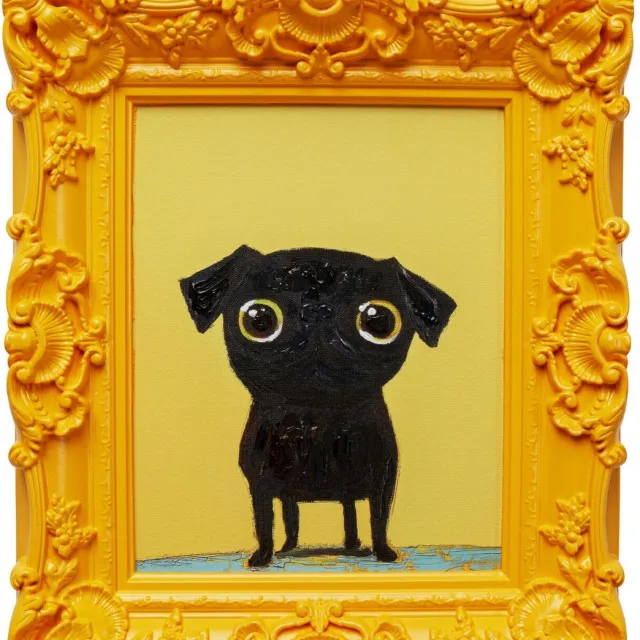 Kare Design Schilderij geel zwart hond 30x35cm Kare Design