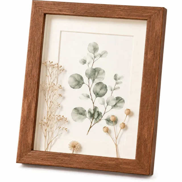 SWGOTA MDF-fotolijst in walnootkleur, 6 x 8 inch (15,2 x 20,3 cm), 2 cm diepe binnenruimte, met glas en afbeelding Walnootbruin