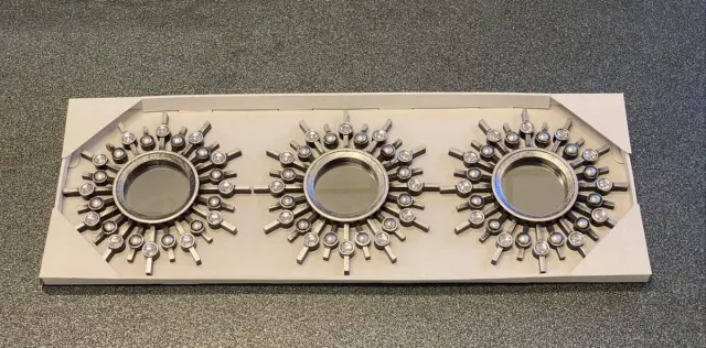 Impuls Set van 3 ronde wandspiegels - met steentjes - zilverkleurig - dia 25 x 2 cm - Wanddecoratie - Woonaacessoires