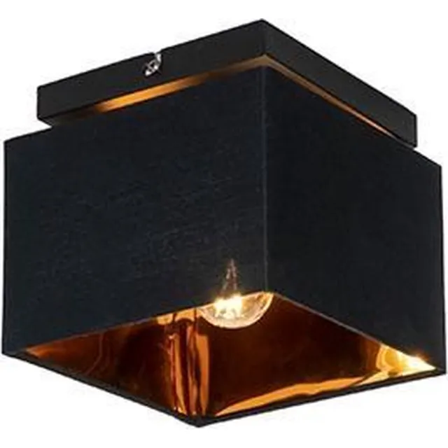QAZQA vt - Moderne Plafondlamp met kap - 1 lichts - L 17 cm - Zwart Goud - Woonkamer | Slaapkamer | Keuken