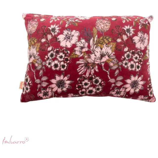 Imbarro Home & Fashion Imbarro - Sierkussen - Kussen - Essence - Burgundy - Velours - Bordeaux - Bloemenprint - 40x60cm Burgundy Bordeaux
