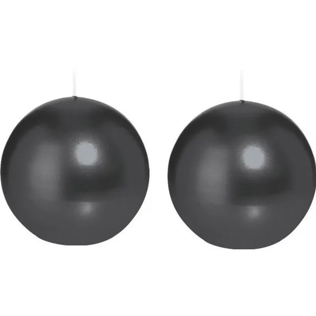 Trend Candles Bolkaars glad - 2x - zwart - 8 cm - 25 branduren - ronde kaarsen