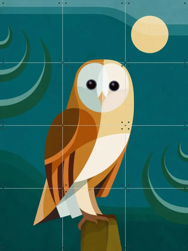 IXXI Uil, Elke Uijtewaal - 60 x 80 cm - Grote wanddecoratie en posters - Illustraties, Digitale Kunst, Grafisch Ontwerp, Geometrische Kunst Bruin / Donkere tinten