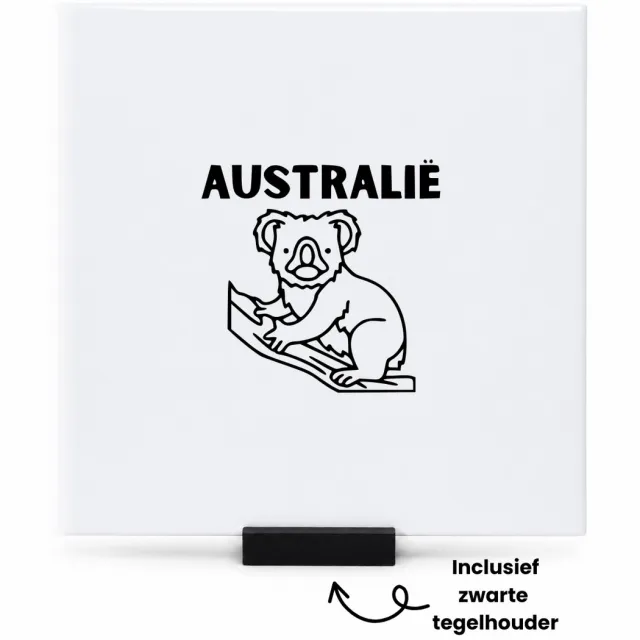 Hacebo Australië tegeltje met tegelhouder - Piloot - Australië cadeau - tegeltjes met tekst - beste land - Leuk cadeau voor je Vriend om te geven - spreuktegels - 15x15 CM Wit