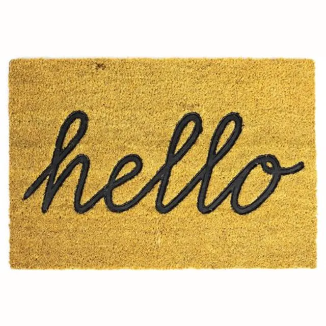 Koopman Deurmat Rubber met Kokos Hello 39 x 60 cm Bruin