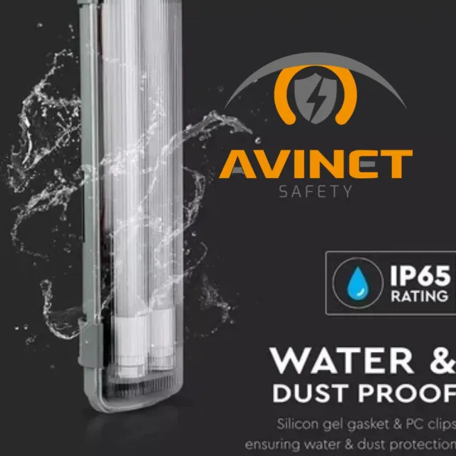 AVINET safety Avinet AV-15022 LED TL Armatuur 150cm, 36w, 6000K, 4300 Lumen IP65, incl. 2x led buis 150cm Gris
