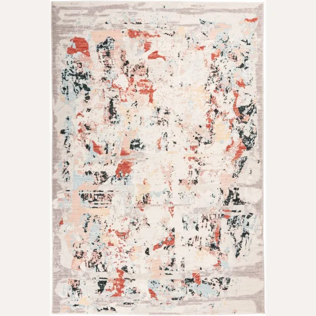 Padiro design laagpolig vloerkleed 120 x 170 cm - lichtbeige - modern abstract ontwerp - voor vloerverwarming - van polyester en katoen