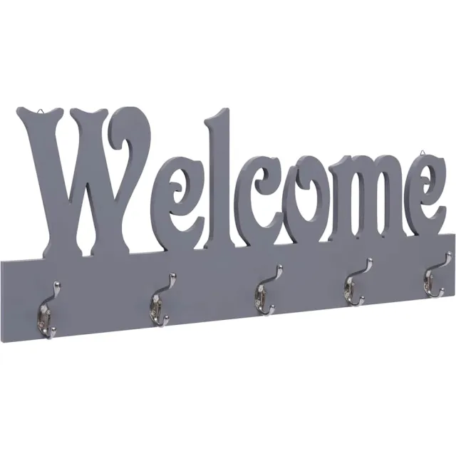 vidaXL Wandkapstok WELCOME 74x29,5 cm grijs