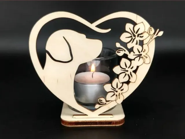 Woodart Waxinehouder incl glas Labrador 10x12cm blank berken Hout