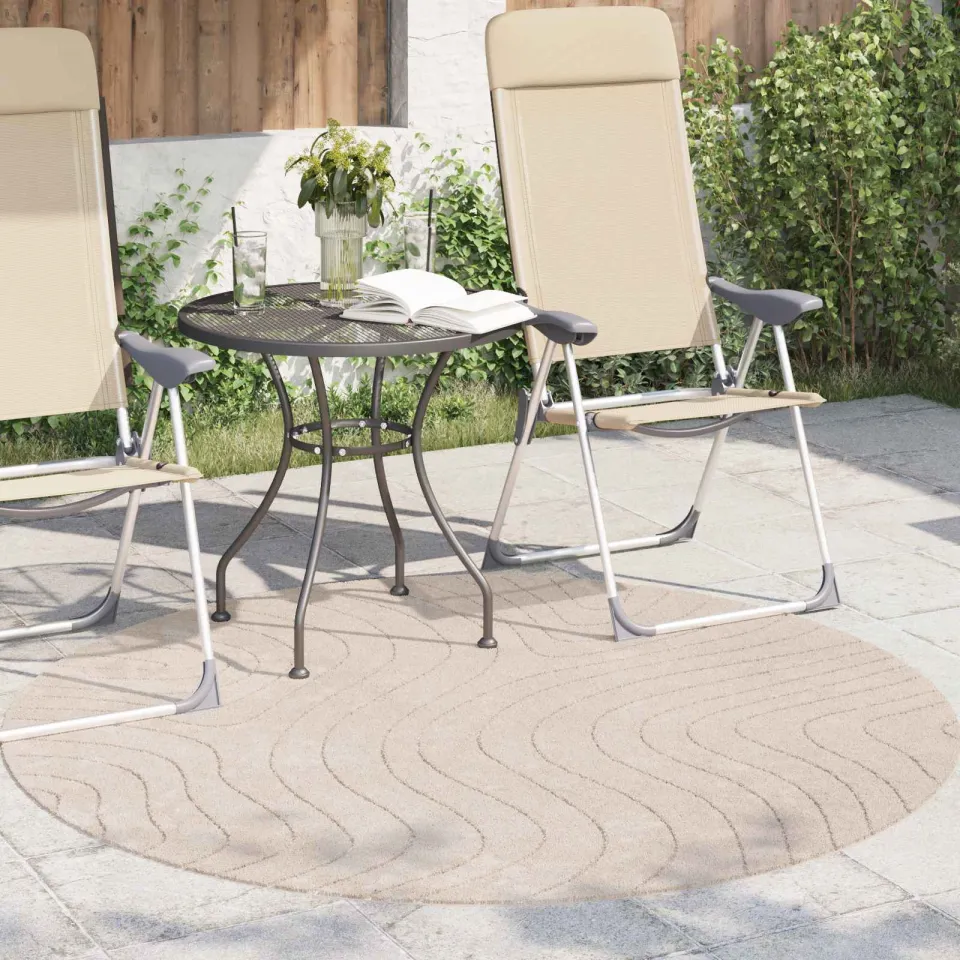 vidaXL Binnen- en buitentapijt PALMERAS Beige Ø 200 CM Polyester, foto 3