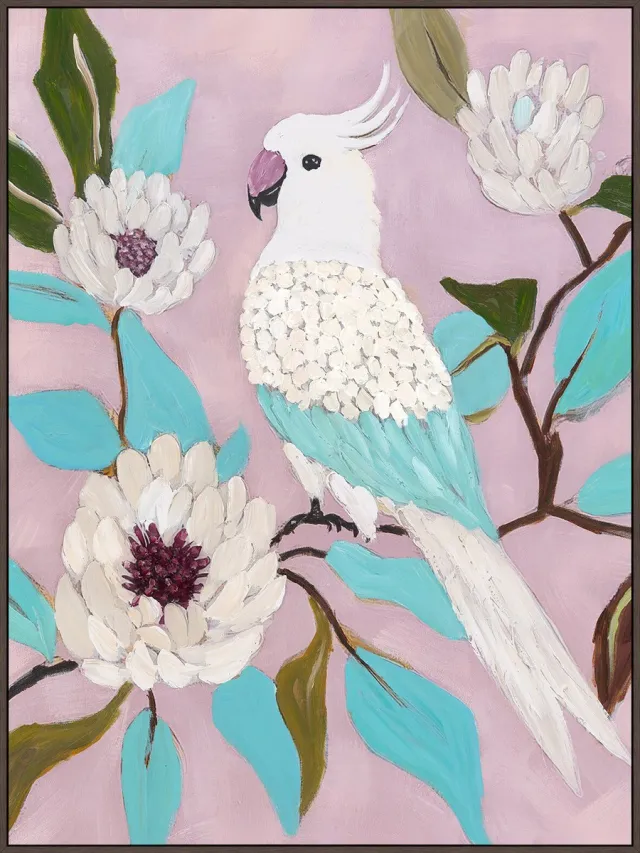 homebound by ky Schilderij met frame parrot Meerkleurig