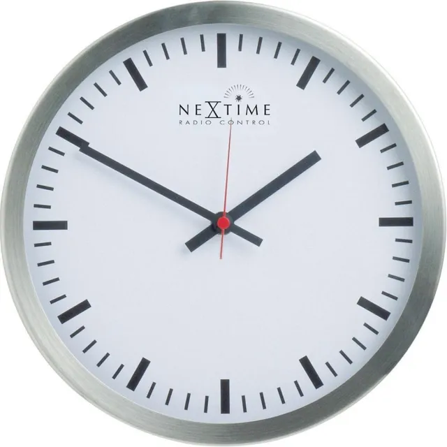 Intertime wandklok radio gestuurd 44cm rvs rand Wit