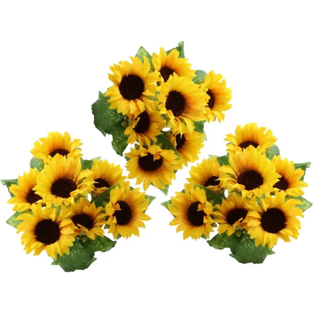 CHAKS Zonnebloemen kunstbloemen boeket - 18x - geel - H34 cm