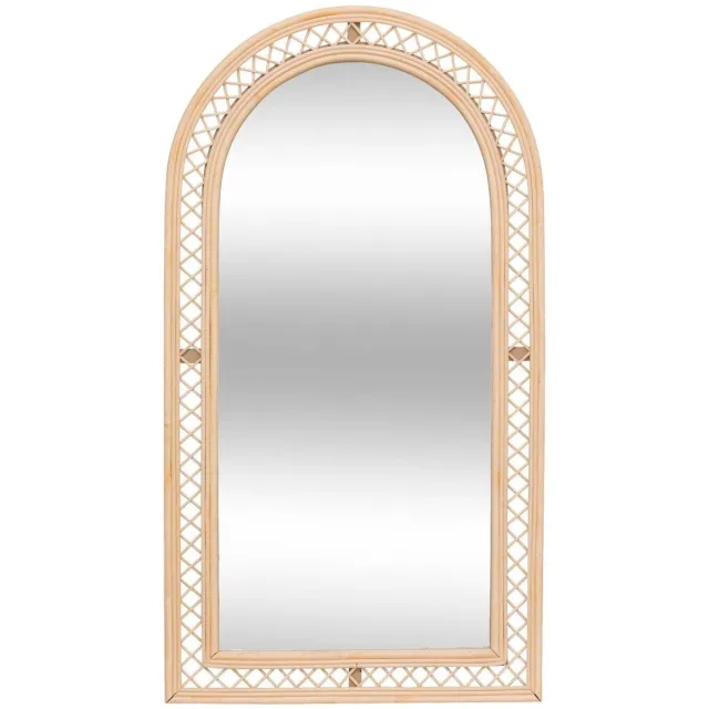 Atmosphera Créateur d'intérieur® ANAHI wandspiegel in de vorm van een boog van gevlochten rotan Marron