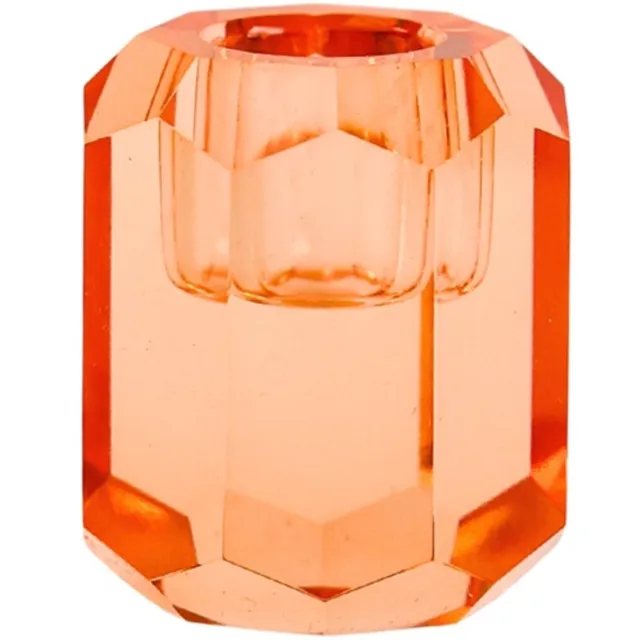 Aifcandles Kandelaar Crystal – Glas – Orange – Oranje– Ø2,2 cm – Geschikt voor dinerkaarsen & LED kaarsen