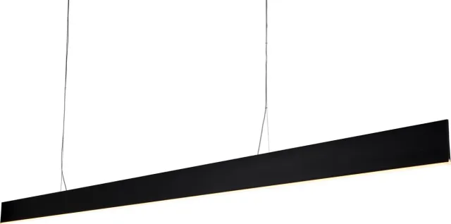 Fantasia Pure rechte LED-hanglamp in zwart aluminium, 250 cm lang, 42W geïntegreerde LED, 2940 lumen, 3000K warm wit, dimbaar