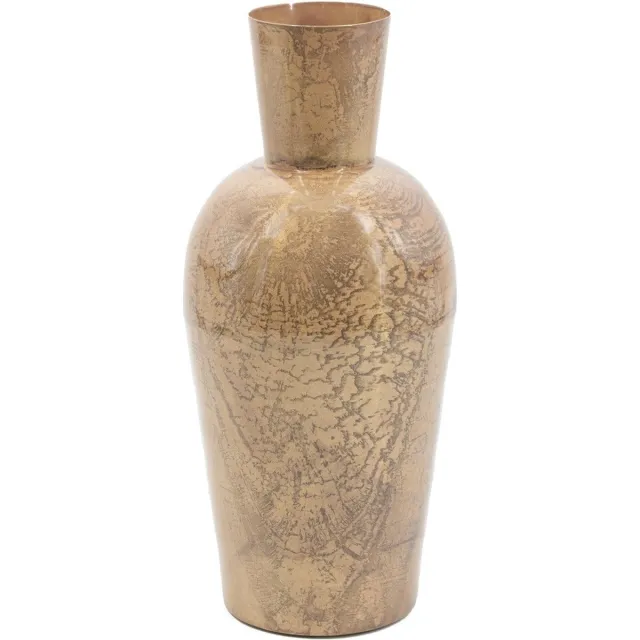 homebound by ky Vaas metaal peach marble | bloemenvaas | 9x18,5x41cm Goud