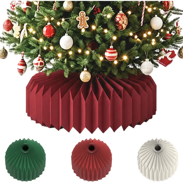 Arvioo Kerstboomkraag‑papier‑rood‑60cm‑opvouwbaar‑honingraat