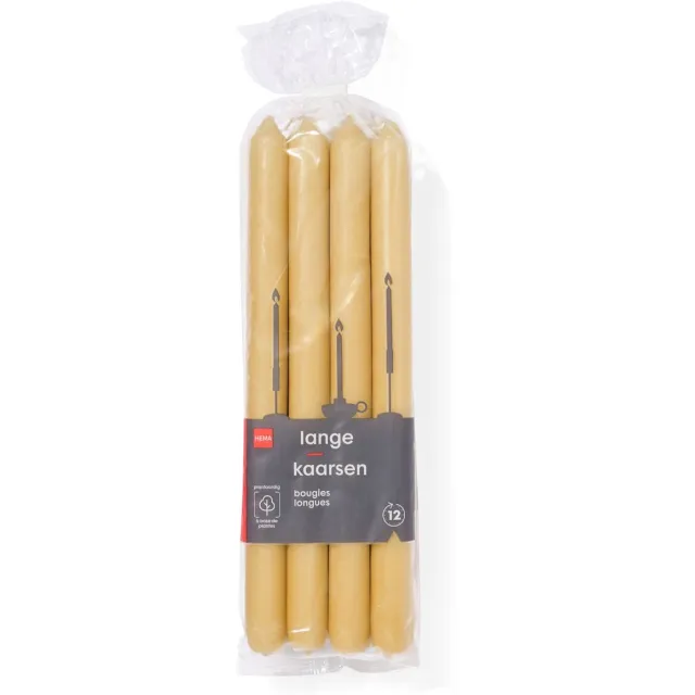 HEMA Huishoudkaars ⌀2.2x29cm lichtgeel - 12 stuks (lichtgeel)