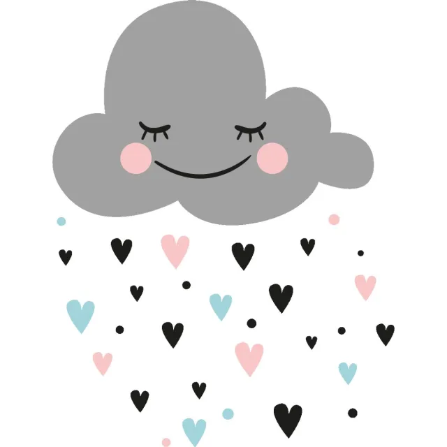 Ambiance Sticker Muurstickers - Scandinavische liefdeswolk - Transparante achtergrond - 50x40cm Multi color