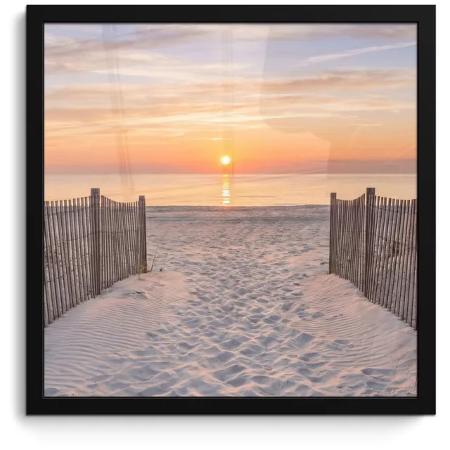 FrameYourWall Poster in lijst - Fotolijst 40x40 cm - Posters - Zonsondergang - Strand - Zand - Posterlijst zwart - Decoratie - Wanddecoratie woonkamer - Muurdecoratie slaapkamer