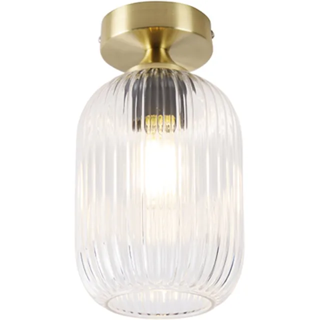 QAZQA banci - Art Deco Plafondlamp - 1 lichts - Ø 140 mm - Goud/messing - Woonkamer | Slaapkamer | Keuken