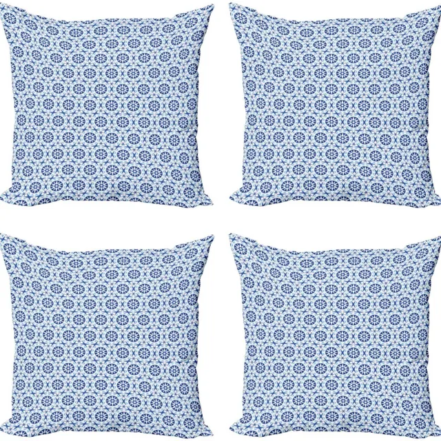ABAKUHAUS Blauwe mandala kussenhoes set van 4 – dubbelzijdig – 50x50 cm Königsblau